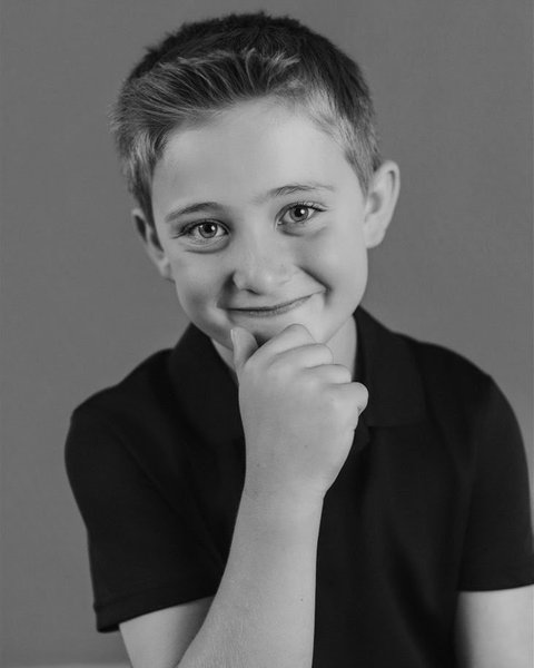 black and white school portrait of a boy, Denver